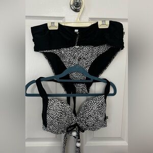 Aqua black and white gorgeous bikini